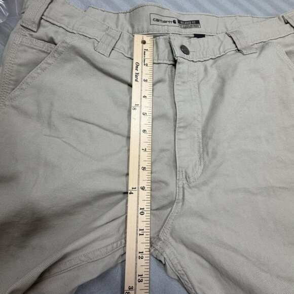 Carhartt Shorts Mens 36 Khaki Tan Rugged Flex Relaxed Fit Canvas Work Utility - Picture 7 of 12